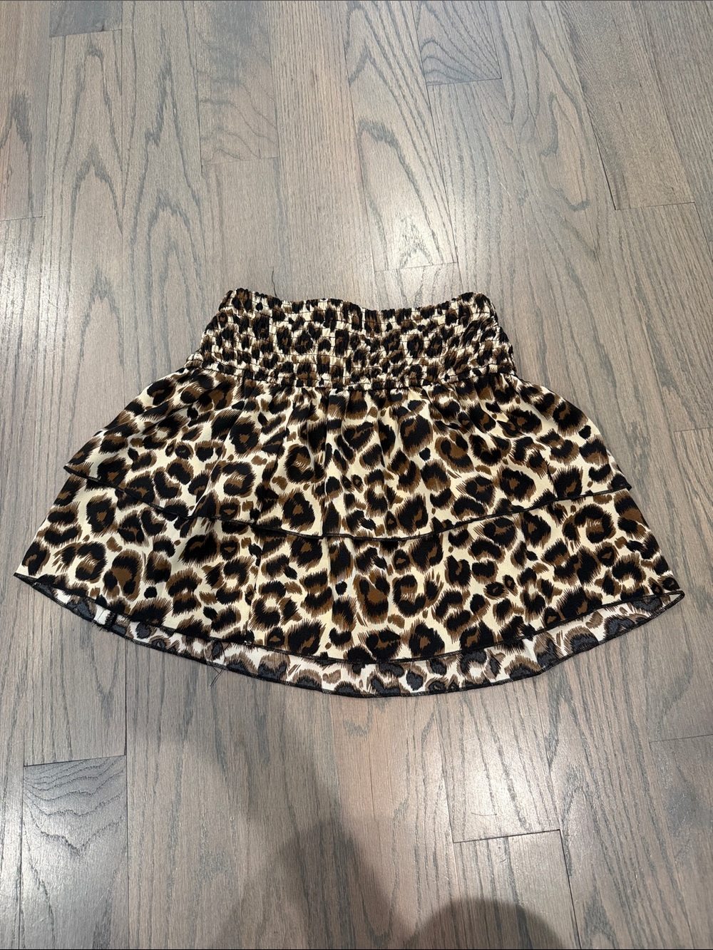 Leopard Print Tiered Mini Skirt - Brown/Black